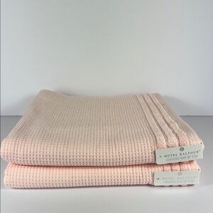 Hotel Balfour Oversized Bath Towels Pink Luxury Waffle Weave Cotton 2 Pc NEW
